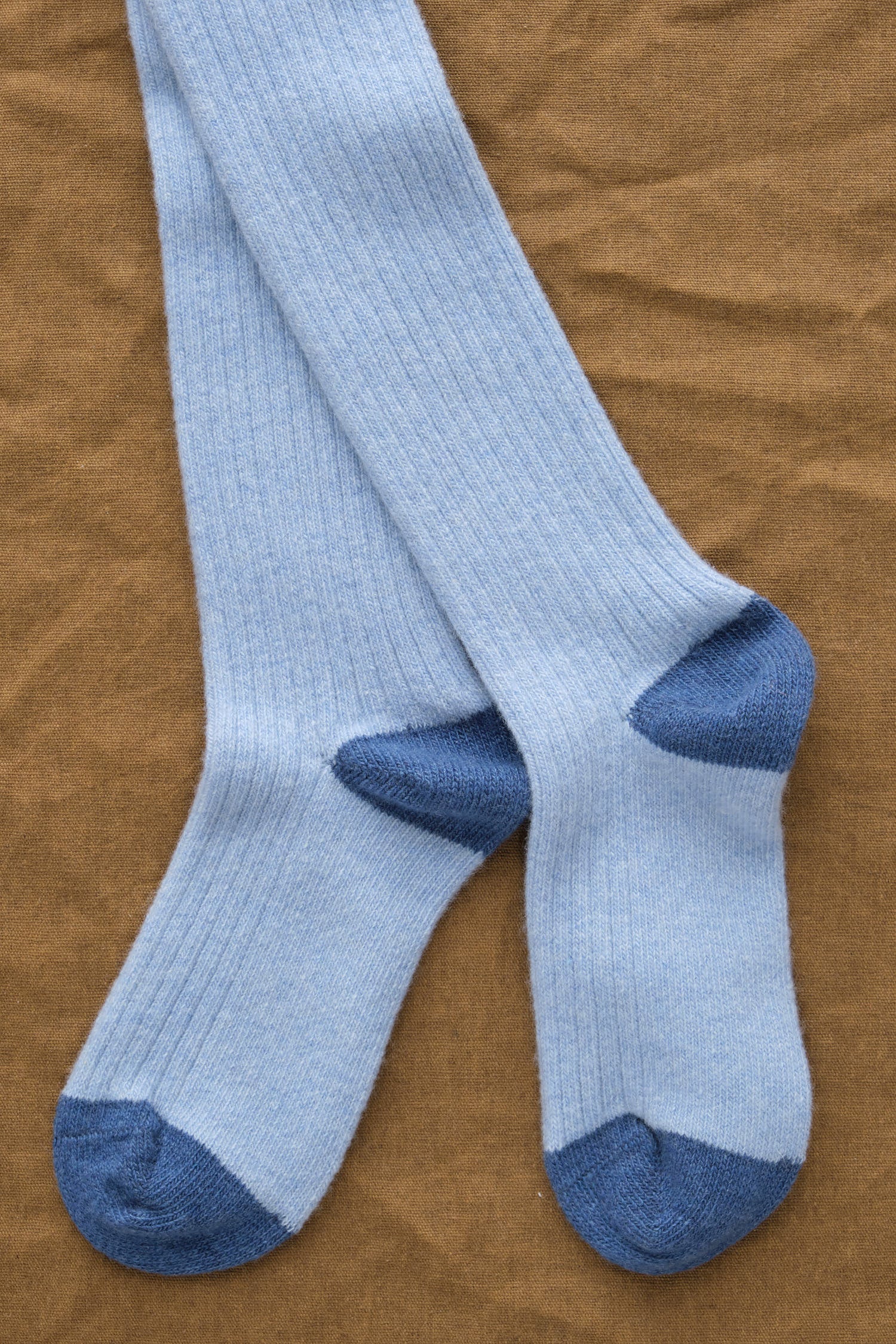 Foot on Rib Cashmere Knee Hi in Pale Blue