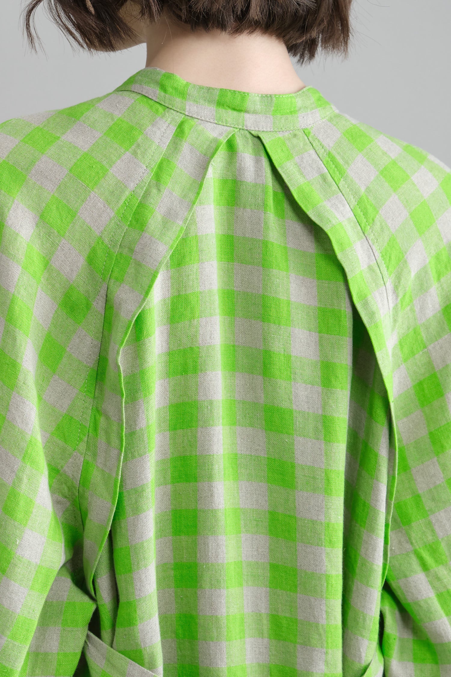 Back detailing on Leaf Dress in Spring Green Checks