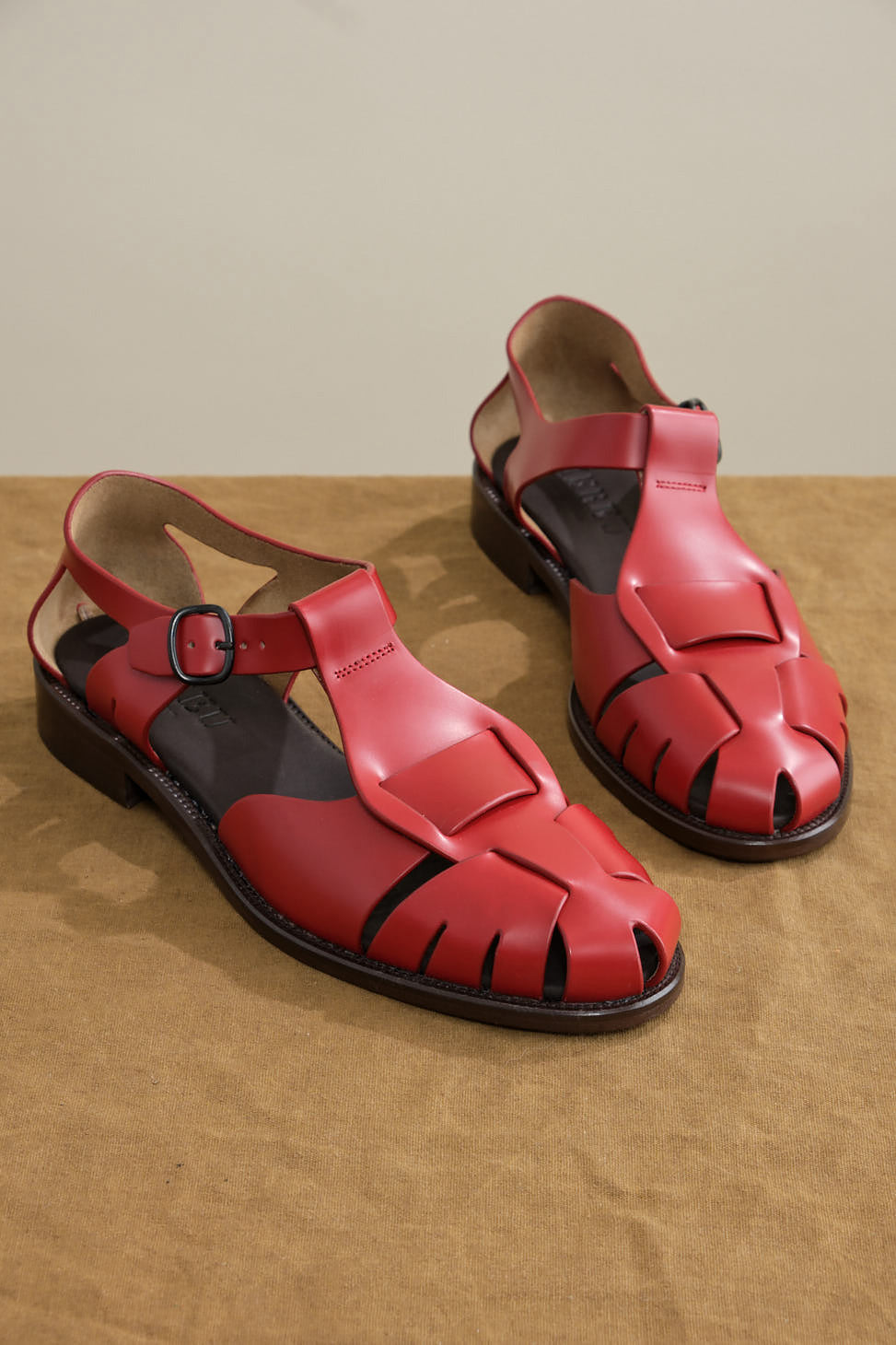 Fornt of Pesca Sandal in Ruby