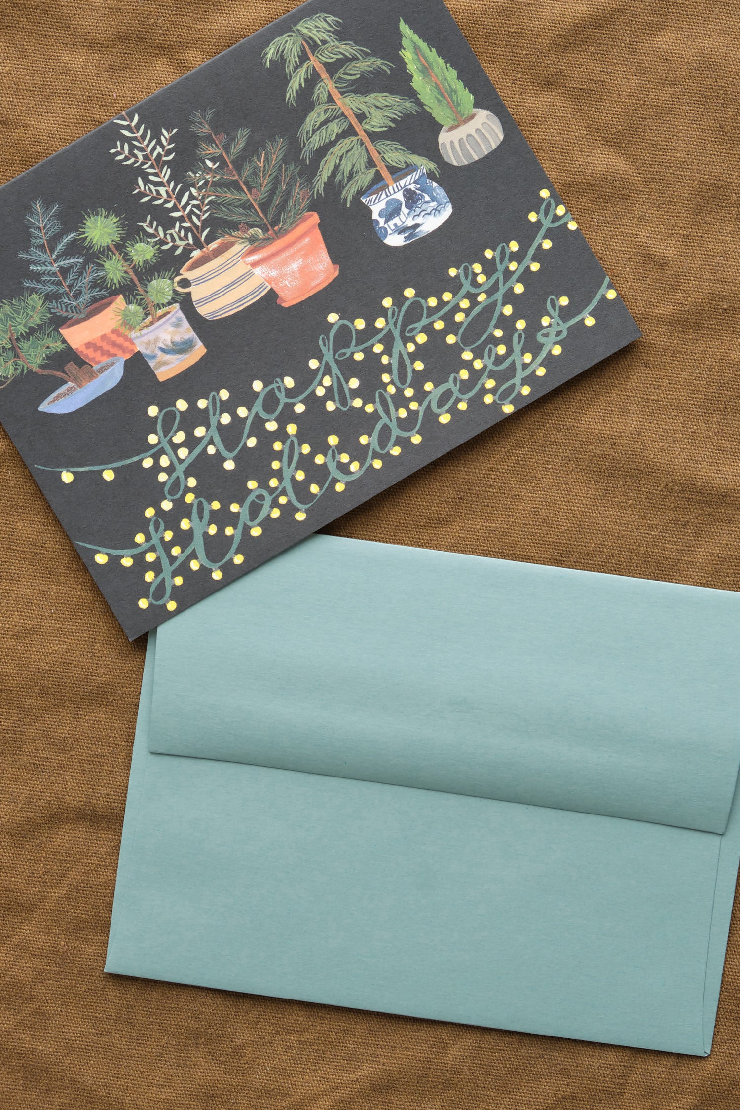 Potted Evergreens Holidays Card with envelope