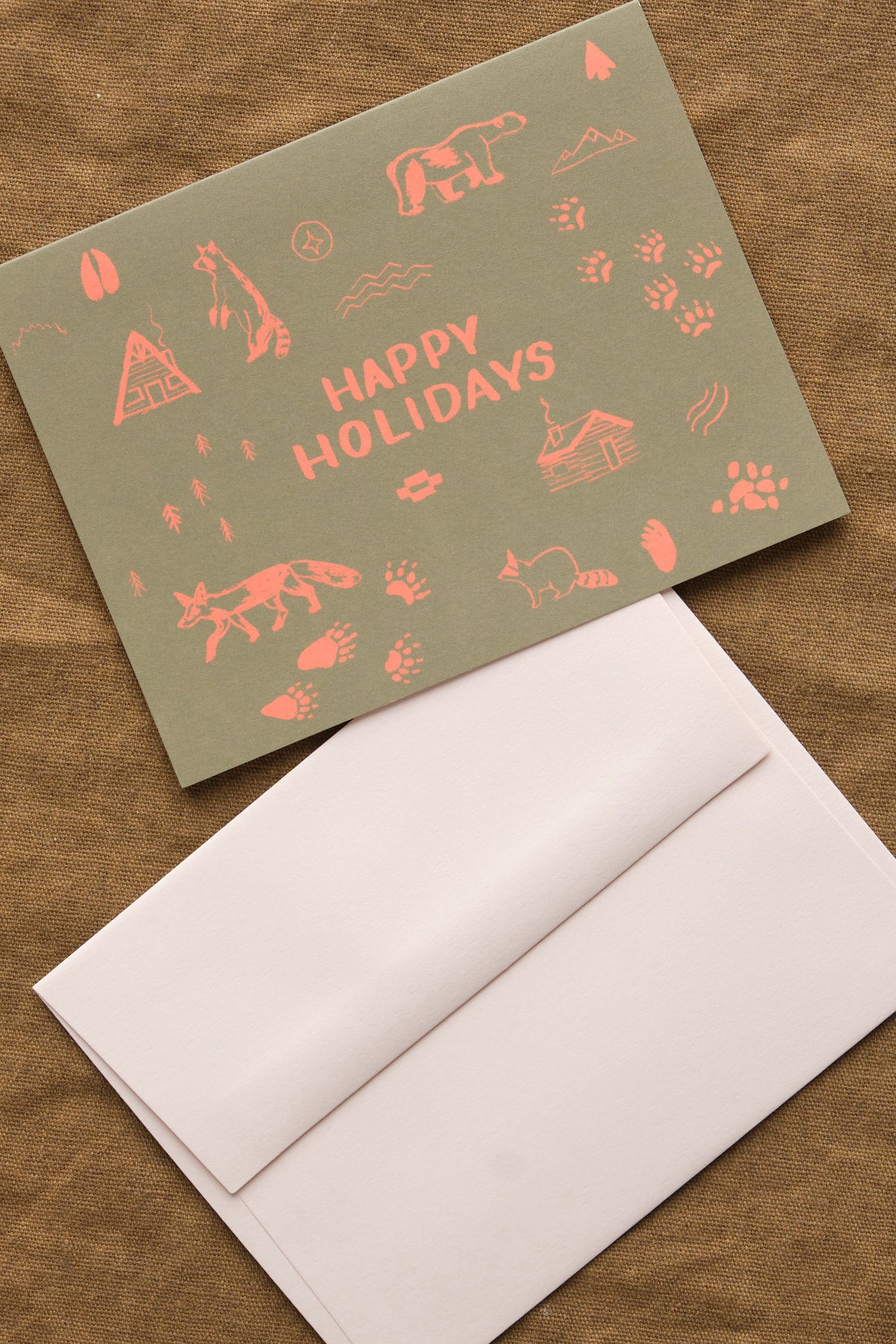 Small Adventure Craft Stationery Happy Holidays Maps Symbols Card Cardstock / 4.25" X 5.5"