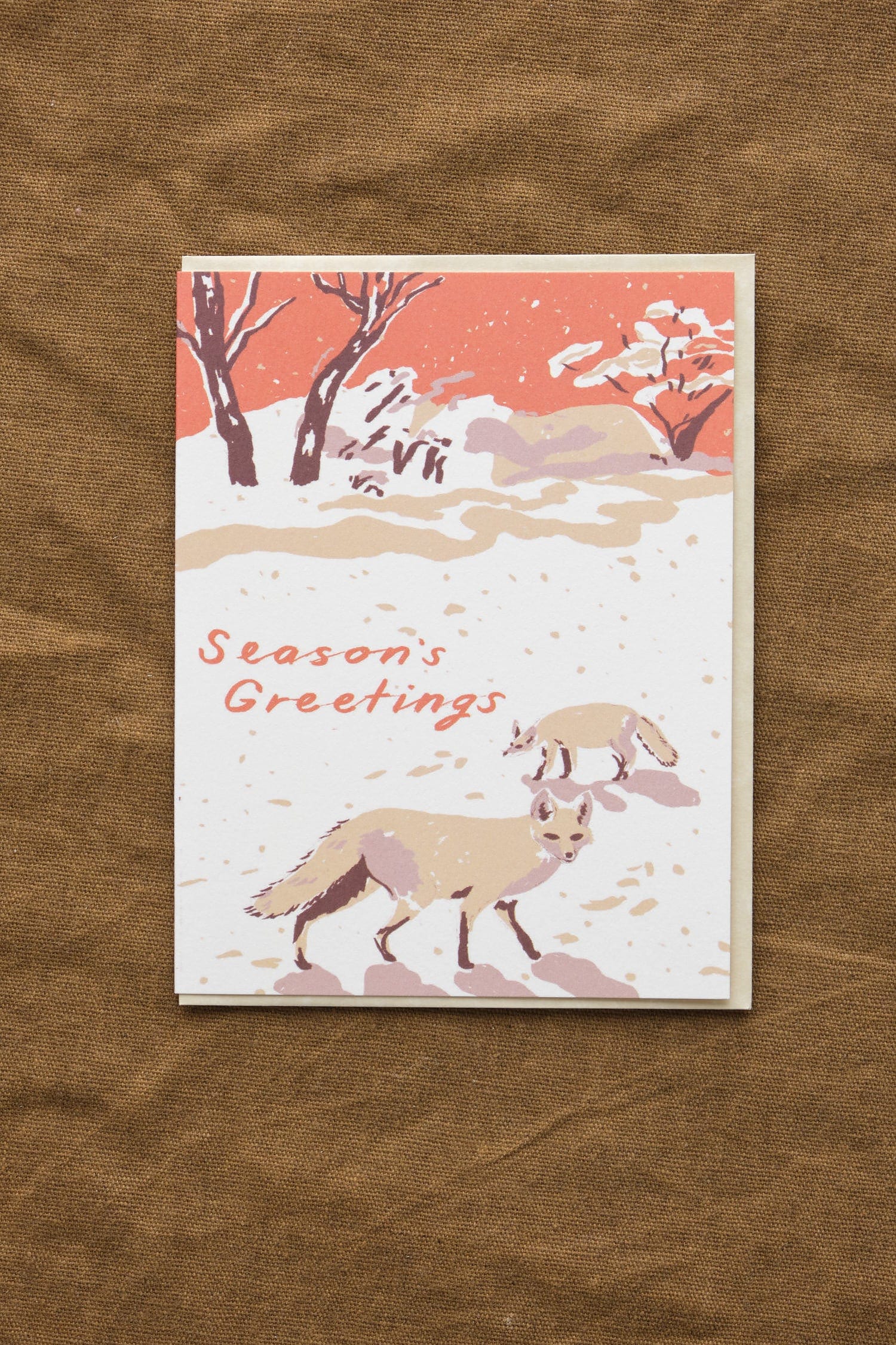 Small Adventure Craft Stationery Foxes Season's Greetings Card Cardstock / 4.25" X 5.5"