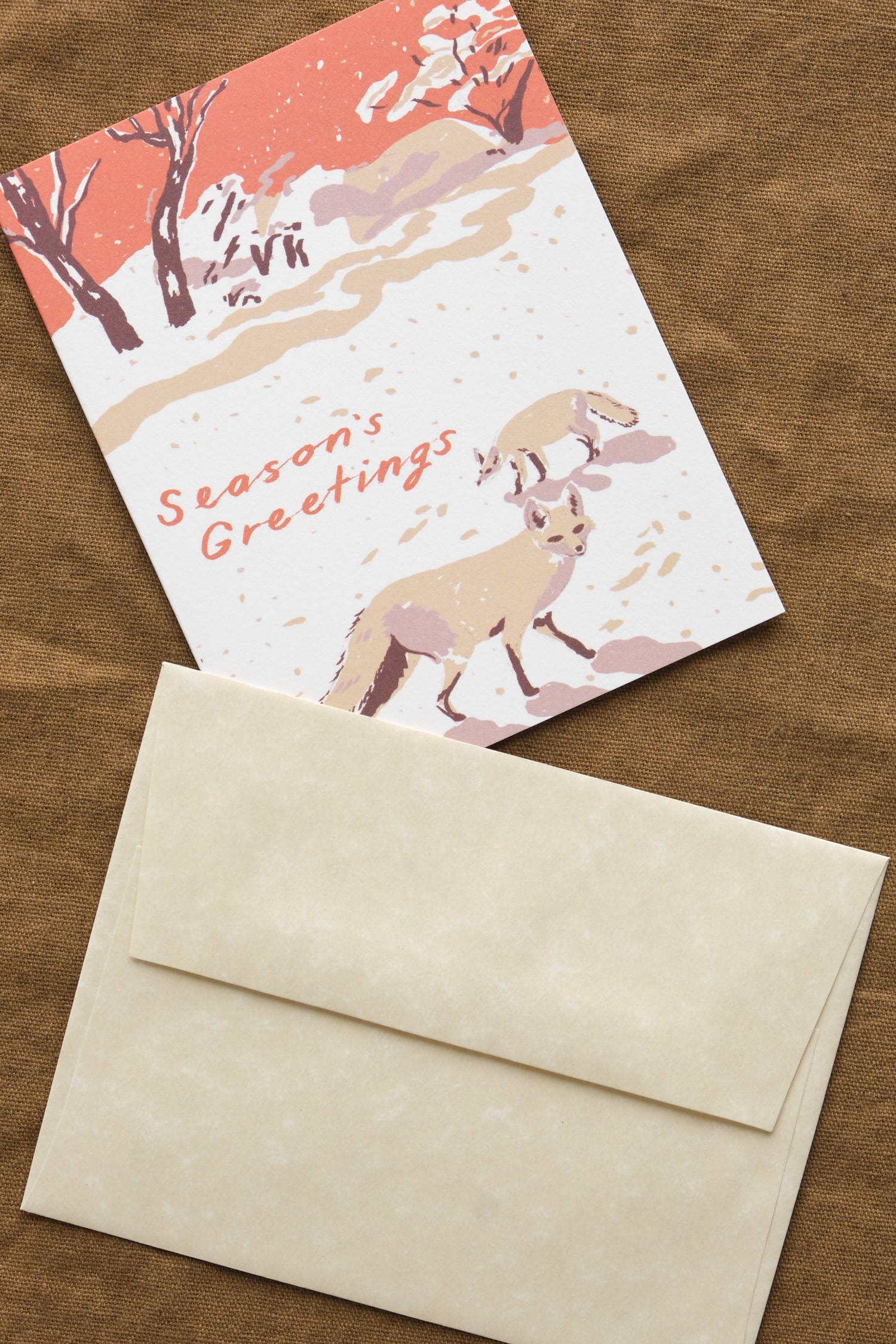 Small Adventure Craft Stationery Foxes Season's Greetings Card Cardstock / 4.25" X 5.5"