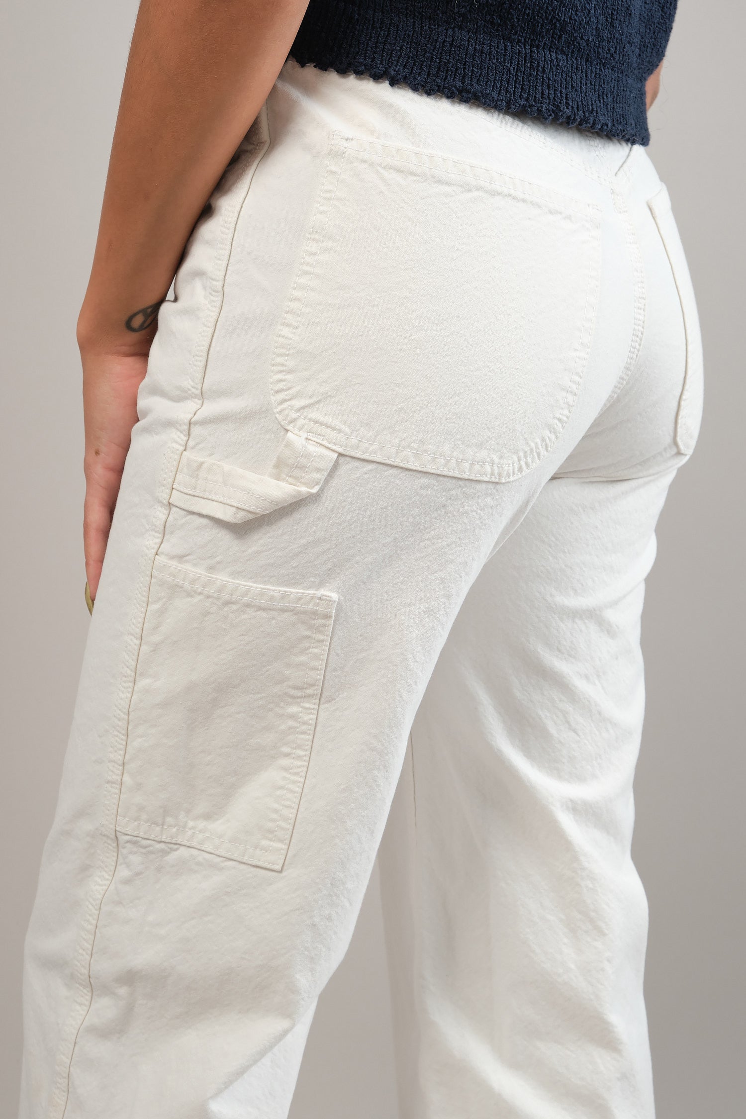Back pockets on Handy Pant in Salt White