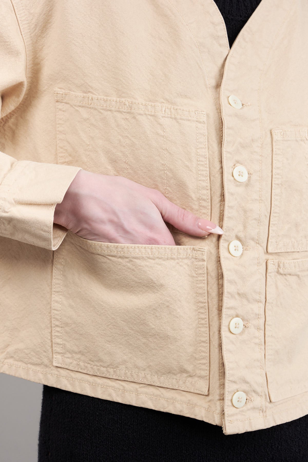 Pocket on Orchard Jacket in Buff