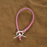 Jill Platner Jewelry Bracelets JP Clasp Rawhide Bracelet in Pink Pink / 7"