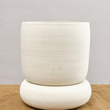 Kati Von Lehman Home Planters Large Pedestal Planter in White White Stoneware