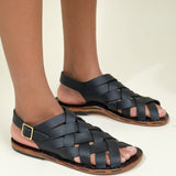 KikaNY Accessories Womens Shoes Weave Sandal Black / 7