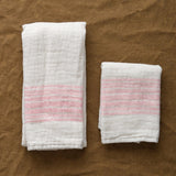 Kontex Home Bath Textiles Flax Line Hand Towel in Pink/Beige Pink/Beige / 33.5" L x 13.25" W