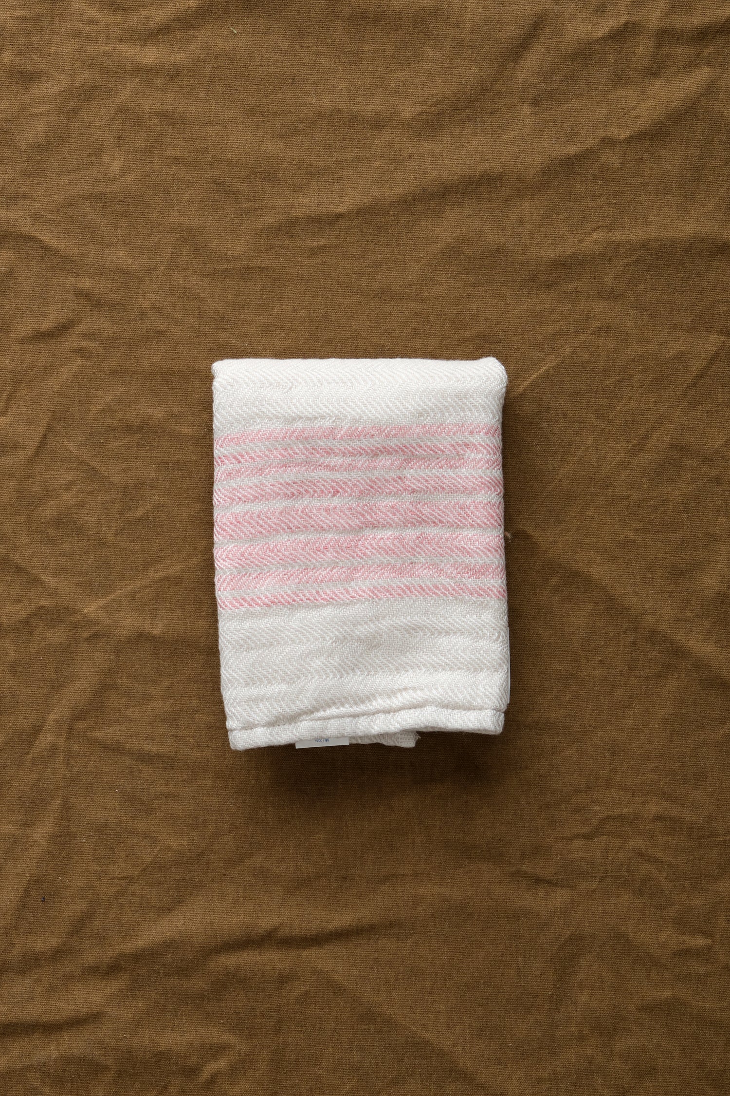 Folded Flax Line Washcloth in Pink/Beige