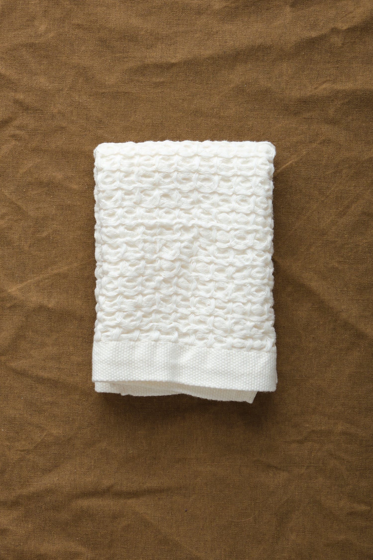 Lattice Cotton/Linen Washcloth in Ivory
