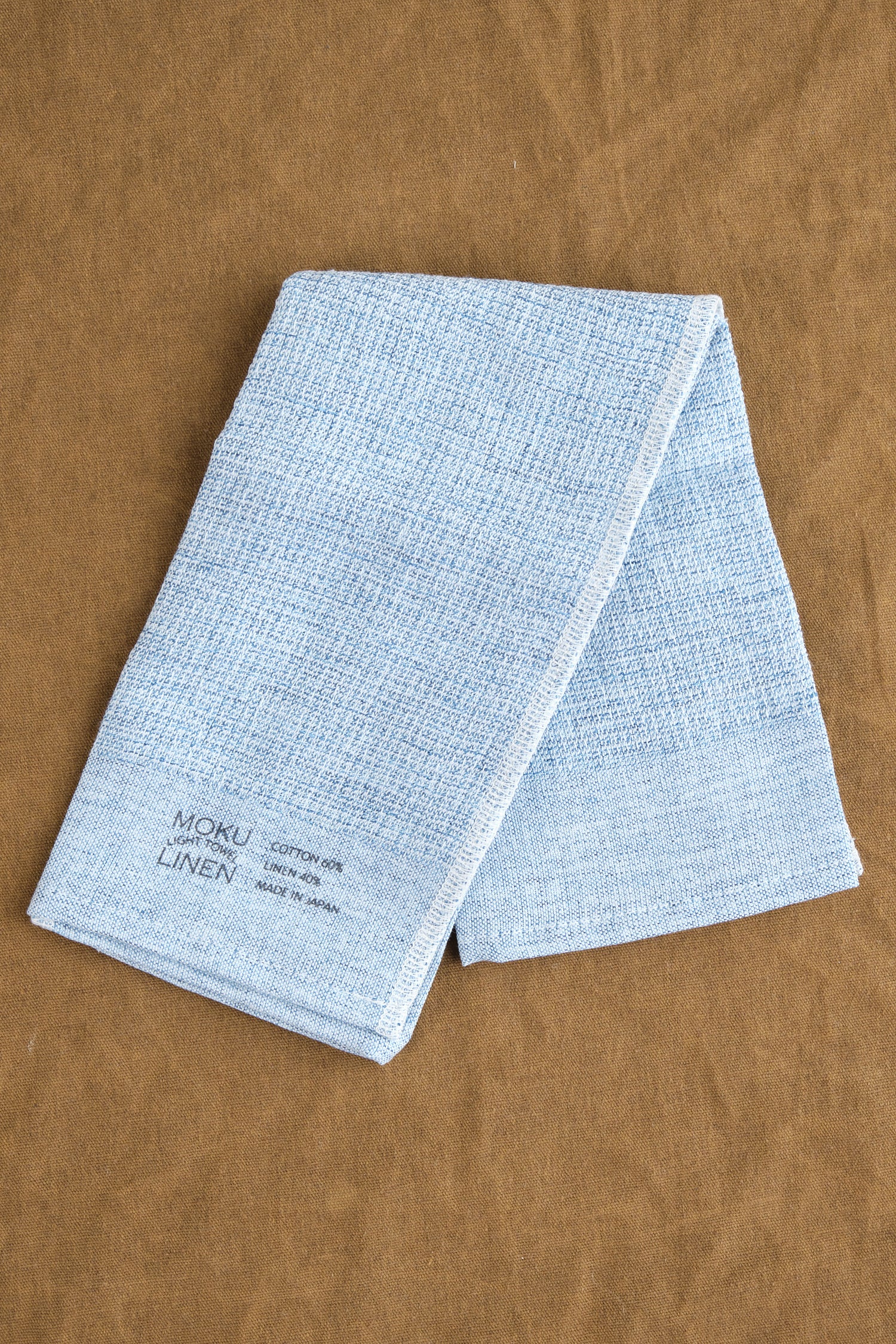 Unfolded Moku Linen Washcloth in Blue