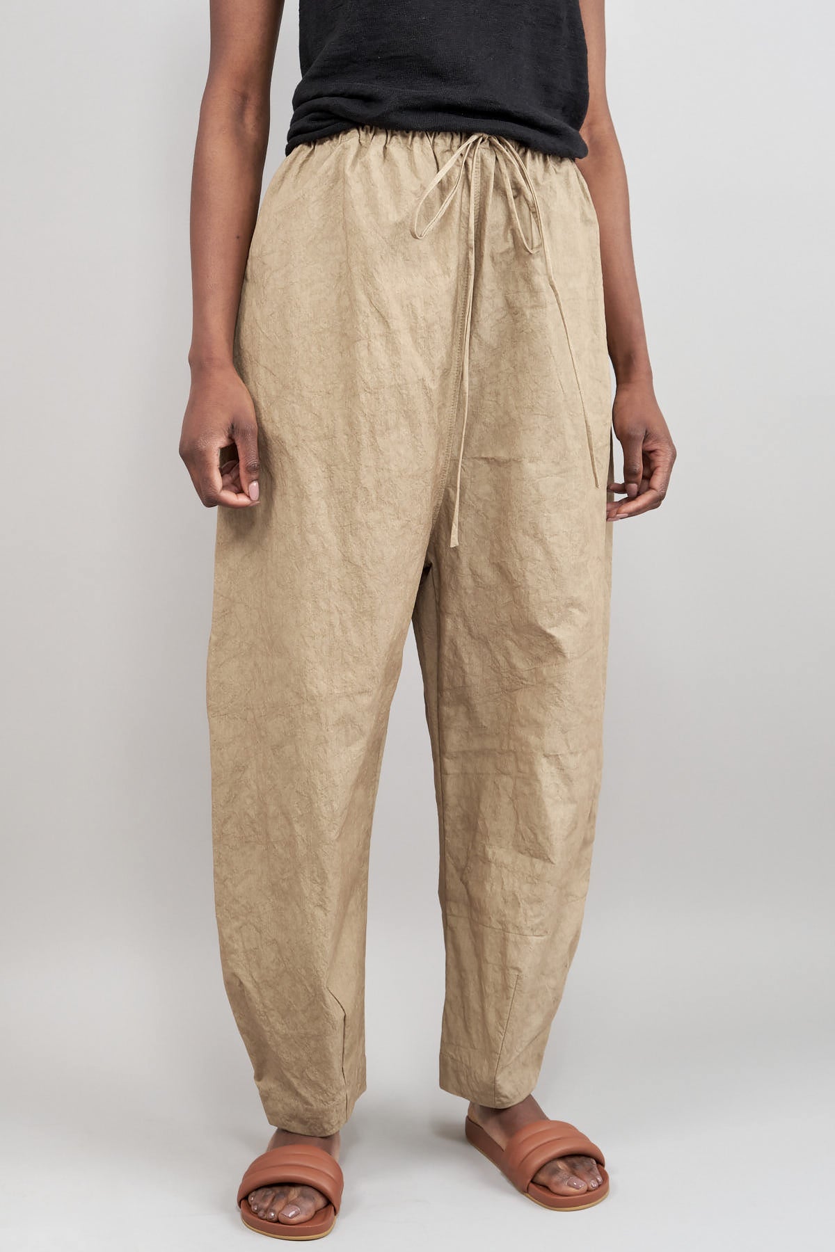 Front of Wind Pants in Taupe