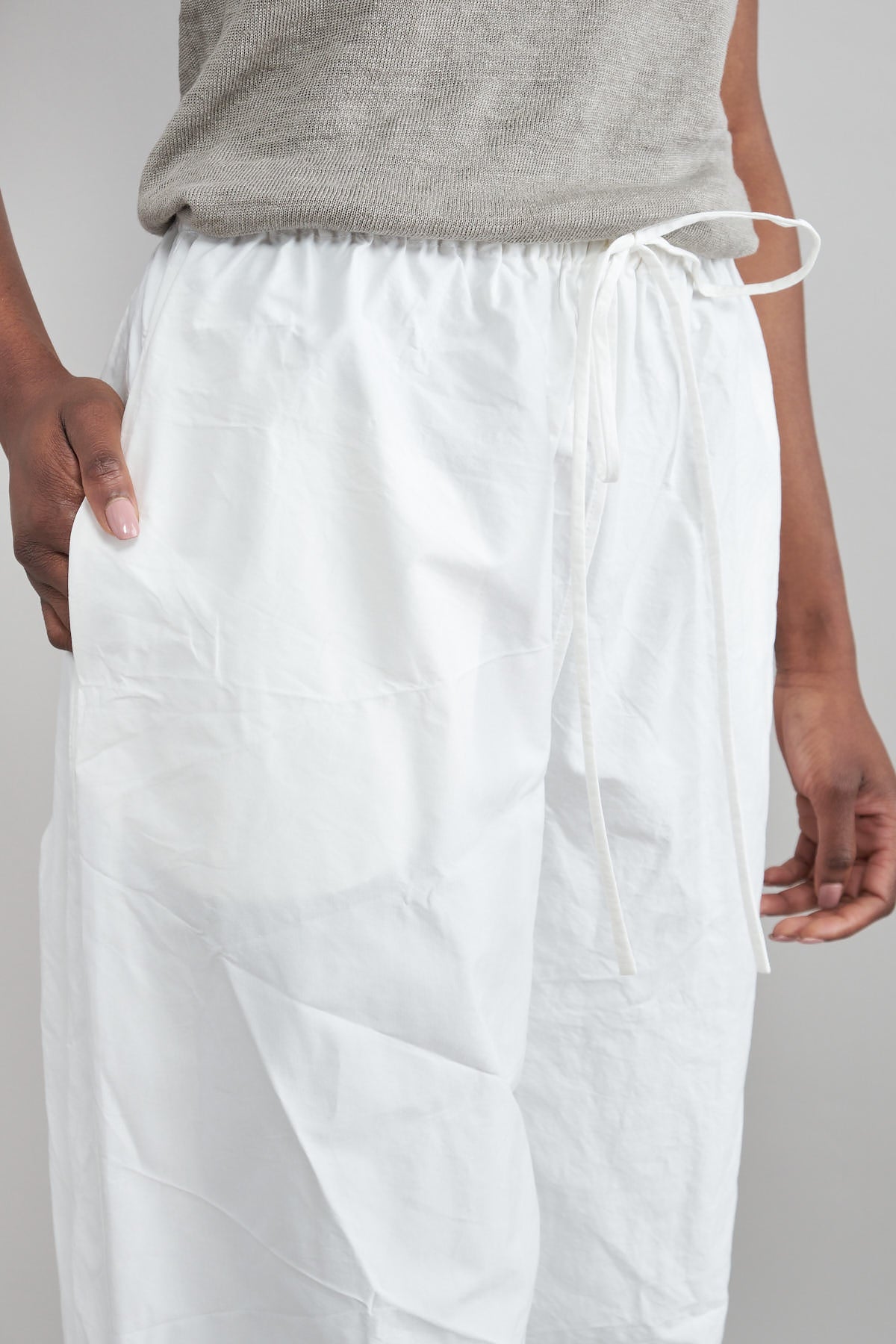 Pocket on Wind Pants in White