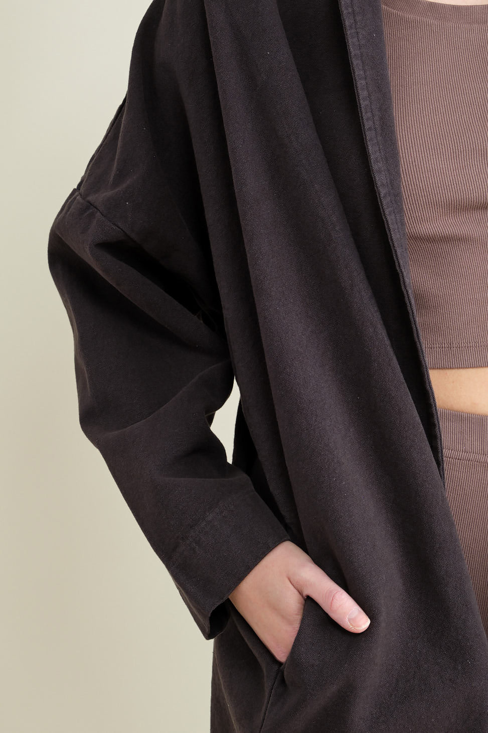 Sleeve on Kate Lab Coat in Off Black