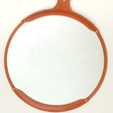 Lostine Home Bath Accessories Fairmount Round Mirror Leather / 15" D x 17.25" H