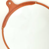 Lostine Home Bath Accessories Fairmount Round Mirror Leather / 15" D x 17.25" H