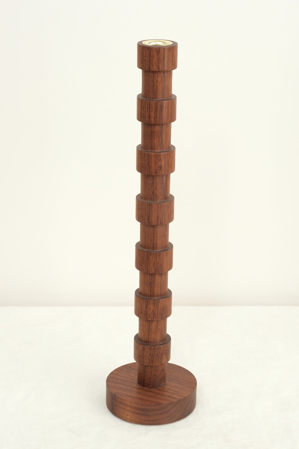 large walnut franc candle holder