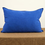 16" X 24" Washed Linen Vise Versa Cushion in Cobalt