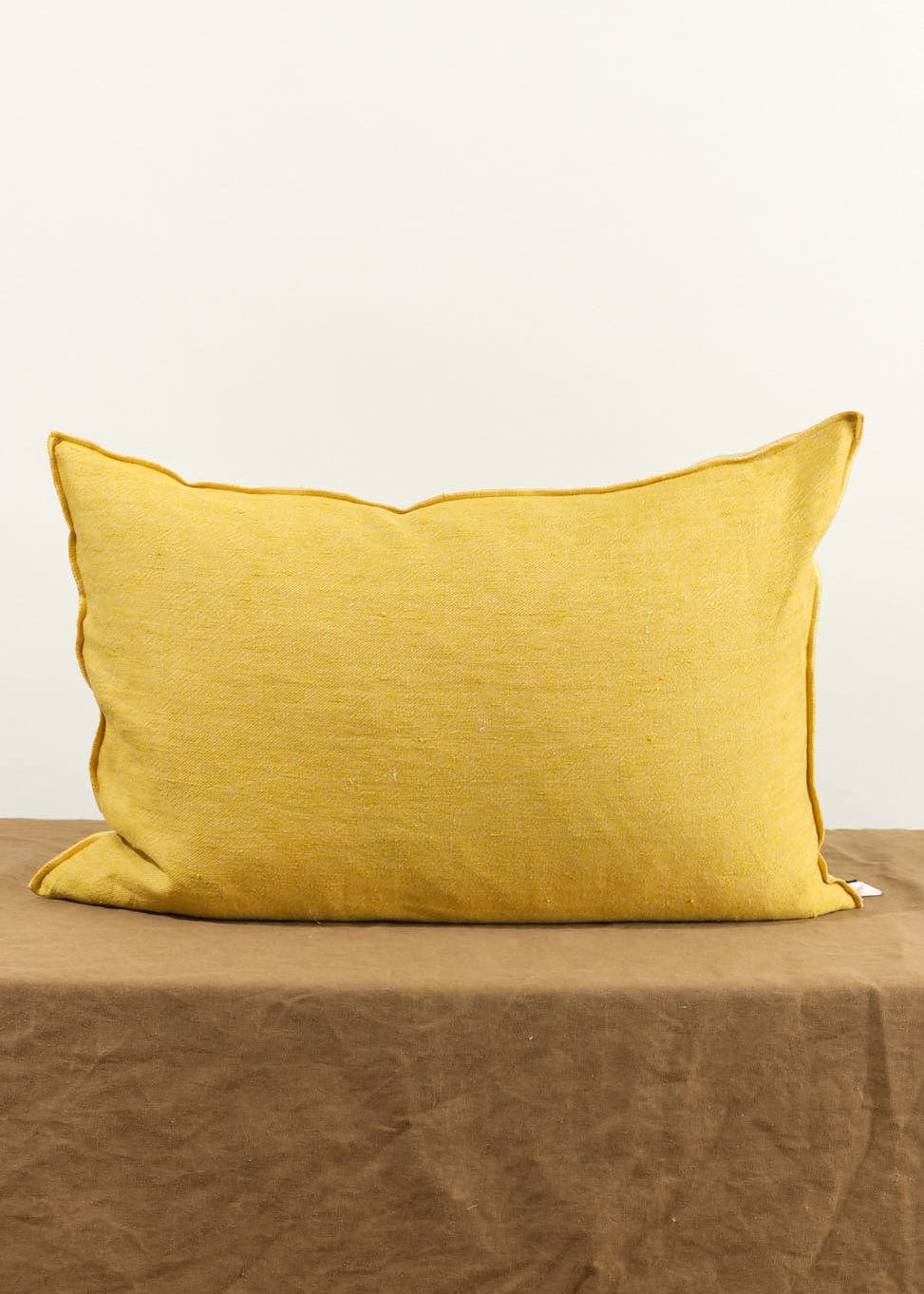 Maison De Vacances Home Pillows 16" X 24" Washed Linen Vice Versa Cushion in Ocre Ocre/Givre / 16" X 24"