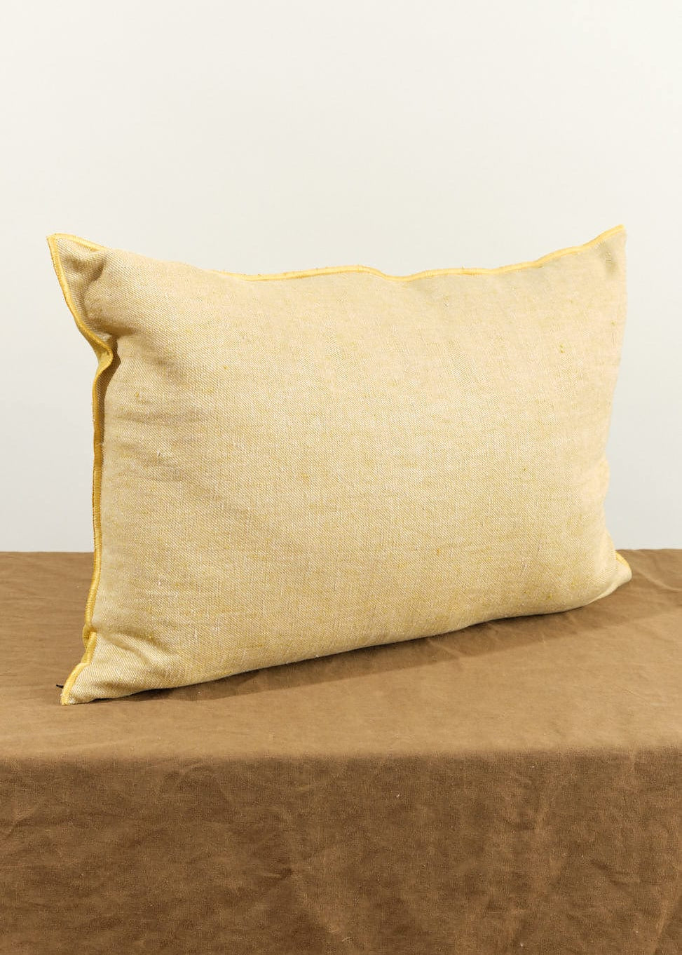 Maison De Vacances Home Pillows 16" X 24" Washed Linen Vice Versa Cushion in Ocre Ocre/Givre / 16" X 24"