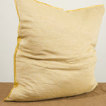 Back of 26" X 26" Crumpled Washed Linen Vice Versa Cushion in Ocre