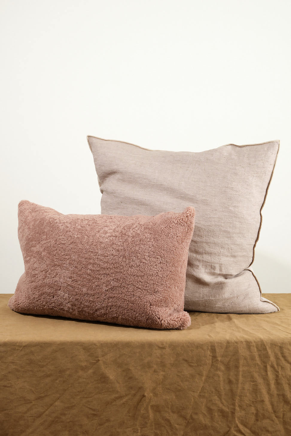 26" X 26" Crumpled Washed Linen Vice Versa Cushion in Taupe