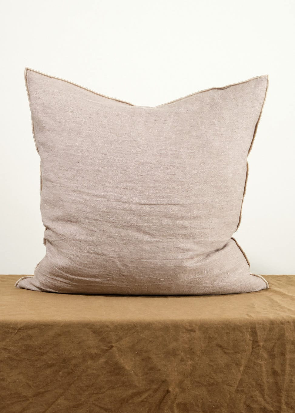 Maison De Vacances Home Pillows 26" X 26" Crumpled Washed Linen Vice Versa Cushion in Taupe Taupe/Cement / 26" X 26"
