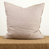 Maison De Vacances Home Pillows 26" X 26" Crumpled Washed Linen Vice Versa Cushion in Taupe Taupe/Cement / 26" X 26"