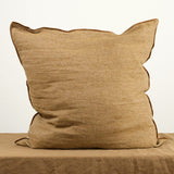 Maison De Vacances Home Pillows 26" X 26" Crumpled Washed Linen Vice Versa Cushion in Havane Havane/Givre / 26" X 26"