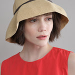 Low Wide Paper Hat in Natural/Charcoal