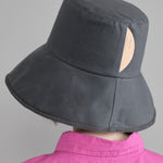 Back of Parrafin Hat Wide Stitch in Charcoal