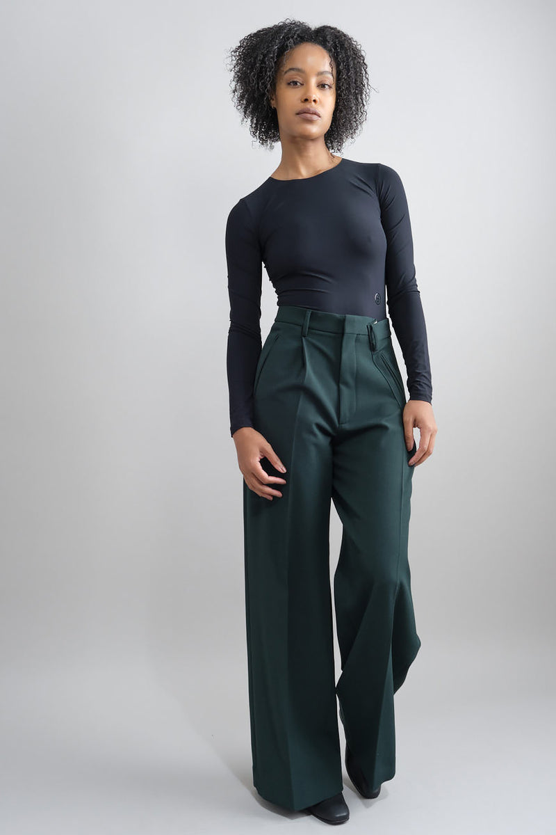 MM6 Maison Margiela Wide Leg Trouser in Green