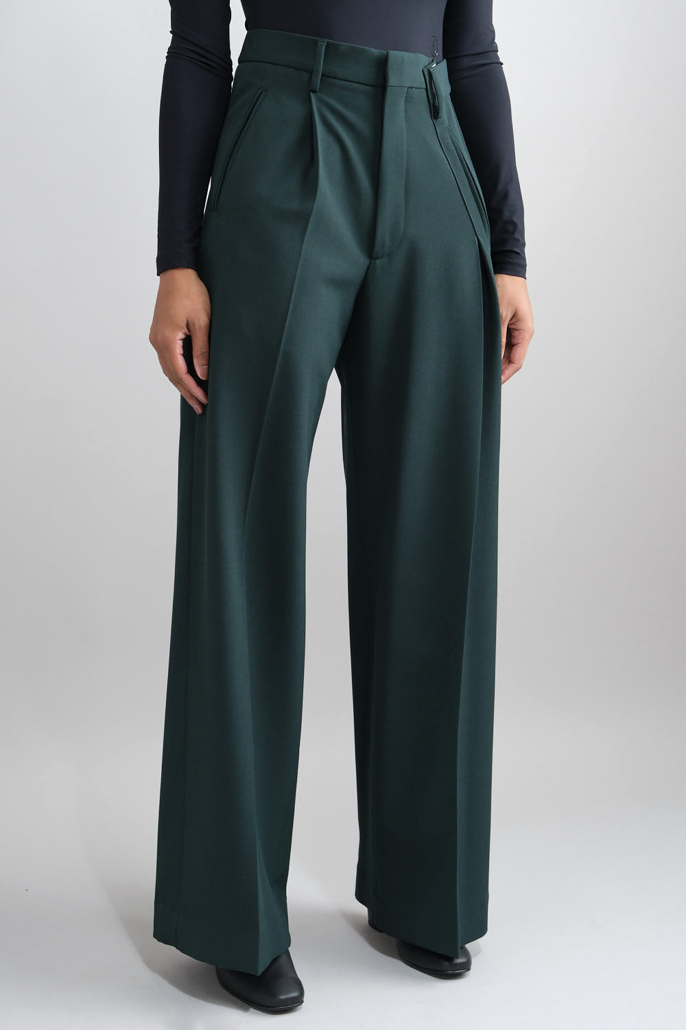 Front of Wide-Leg Trouser in Green