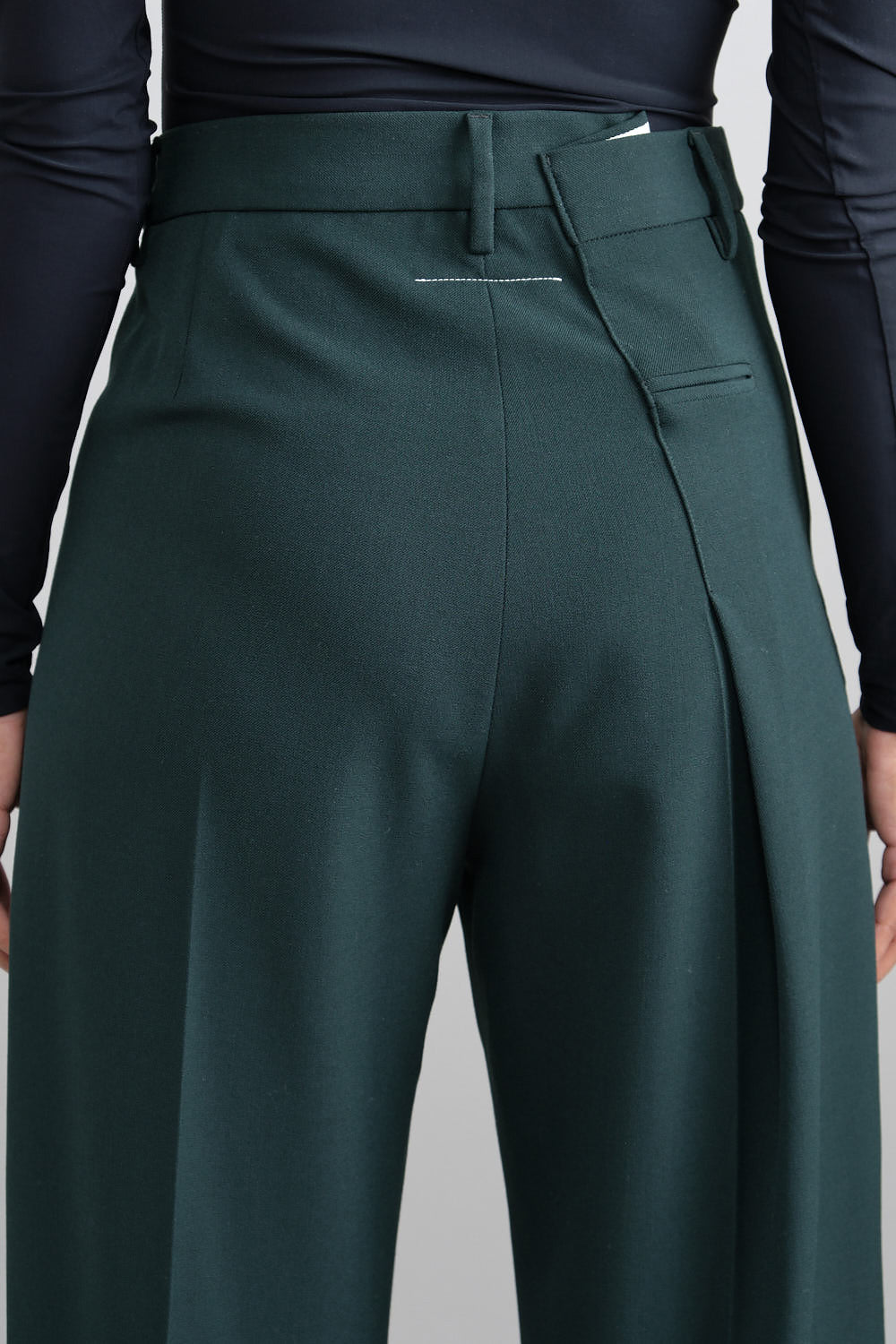 Back detailing on Wide-Leg Trouser in Green
