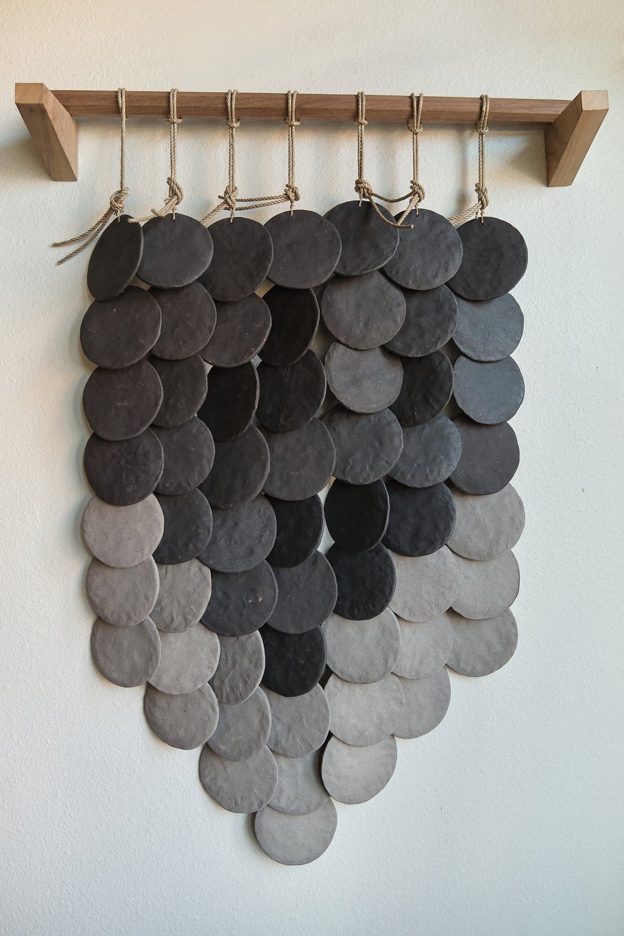 MQuan Art Ceramics 7 Disc Wall Hanging Black/Grey / 22" W X 37" L