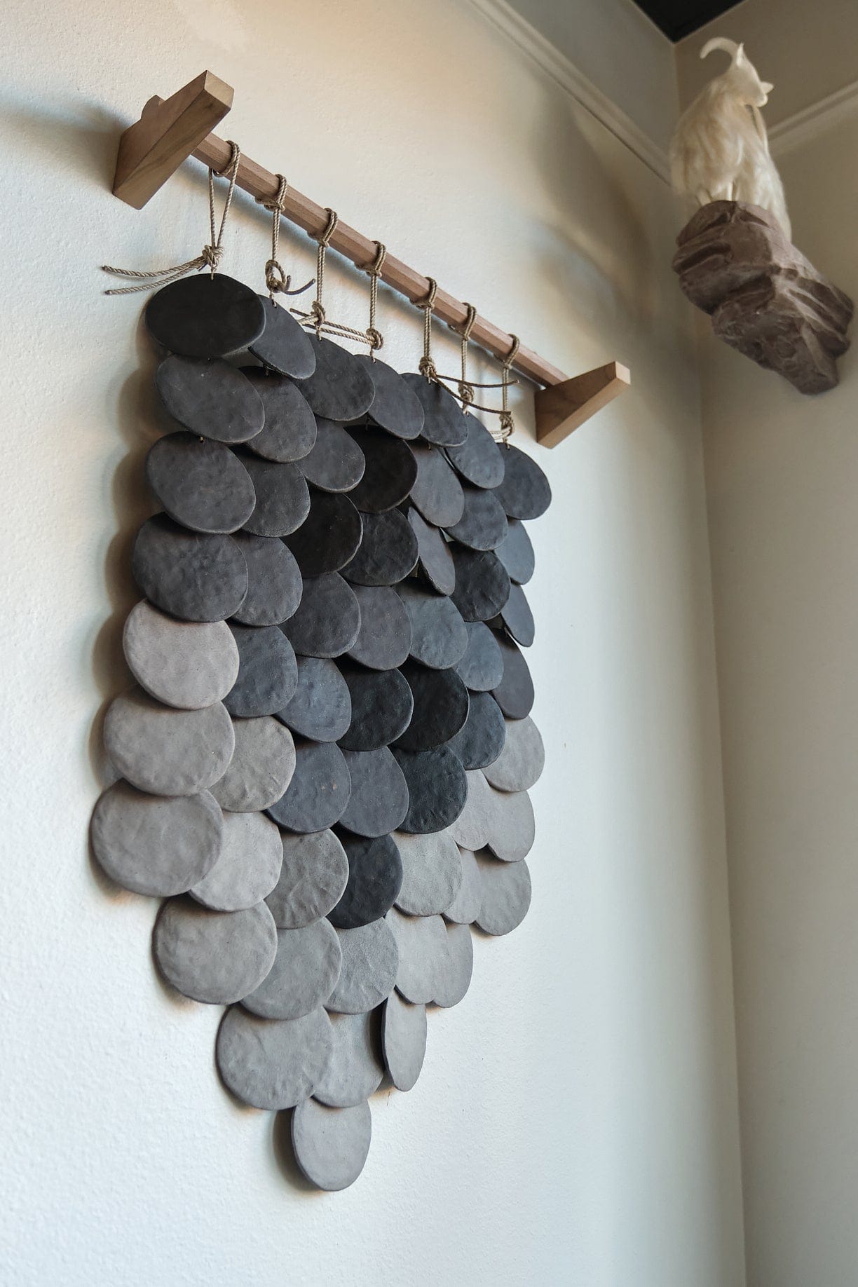 MQuan Art Ceramics 7 Disc Wall Hanging Black/Grey / 22" W X 37" L