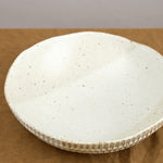 Carved Eggshell Serving Bowl in Speckled White Mt. Washington Pottery 