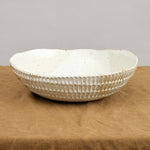 Mt. Washington Pottery Carved Eggshell Serving Bowl in Speckled White