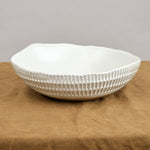 Mt. Washington Pottery Home Kitchen Serving Carved Eggshell Serving Bowl in White White / 11" D X 3" H