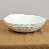 Mt. Washington Pottery Home Kitchen Serving Carved Eggshell Serving Bowl in White White / 11" D X 3" H