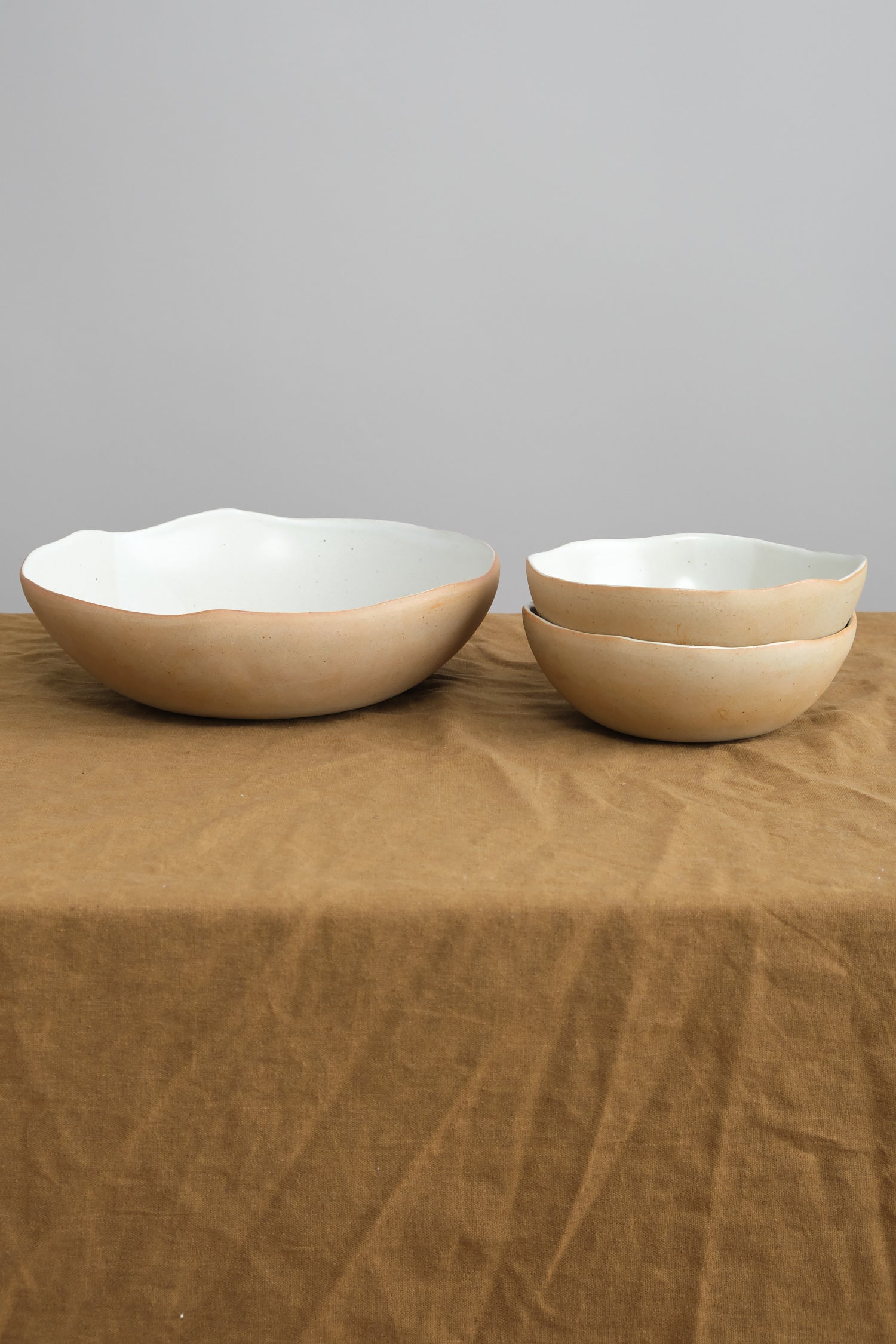 Eggshell bowls styled together