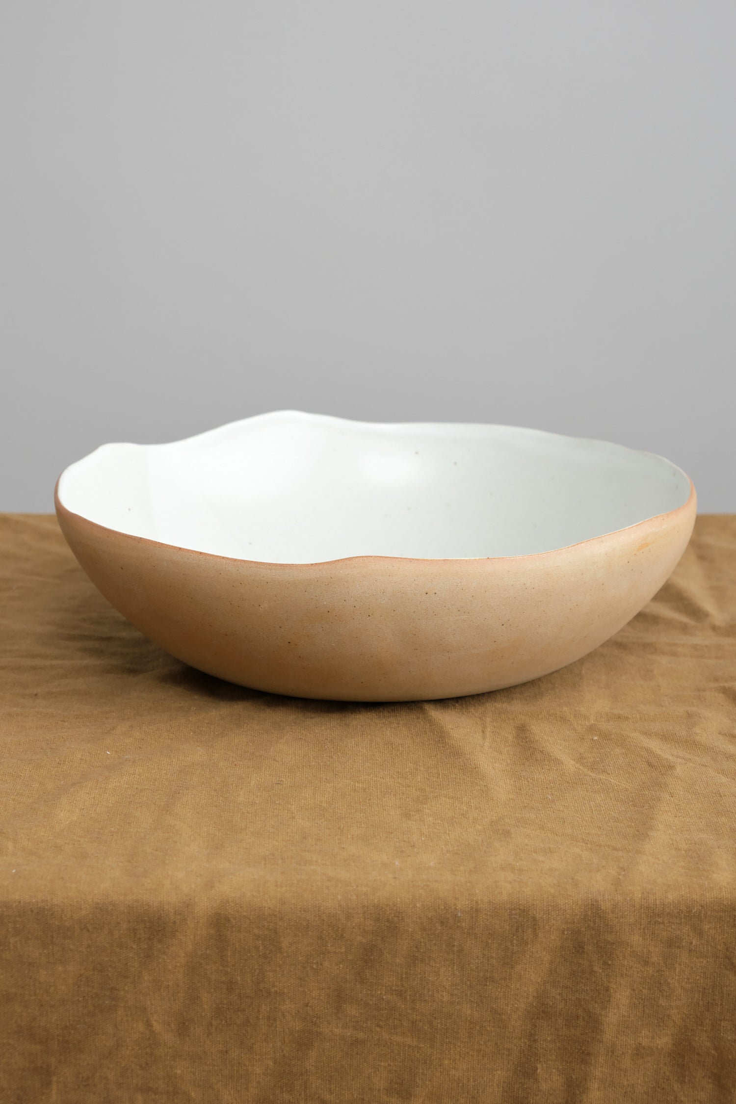 Carved Eggshell Serving Bowl in Naked White