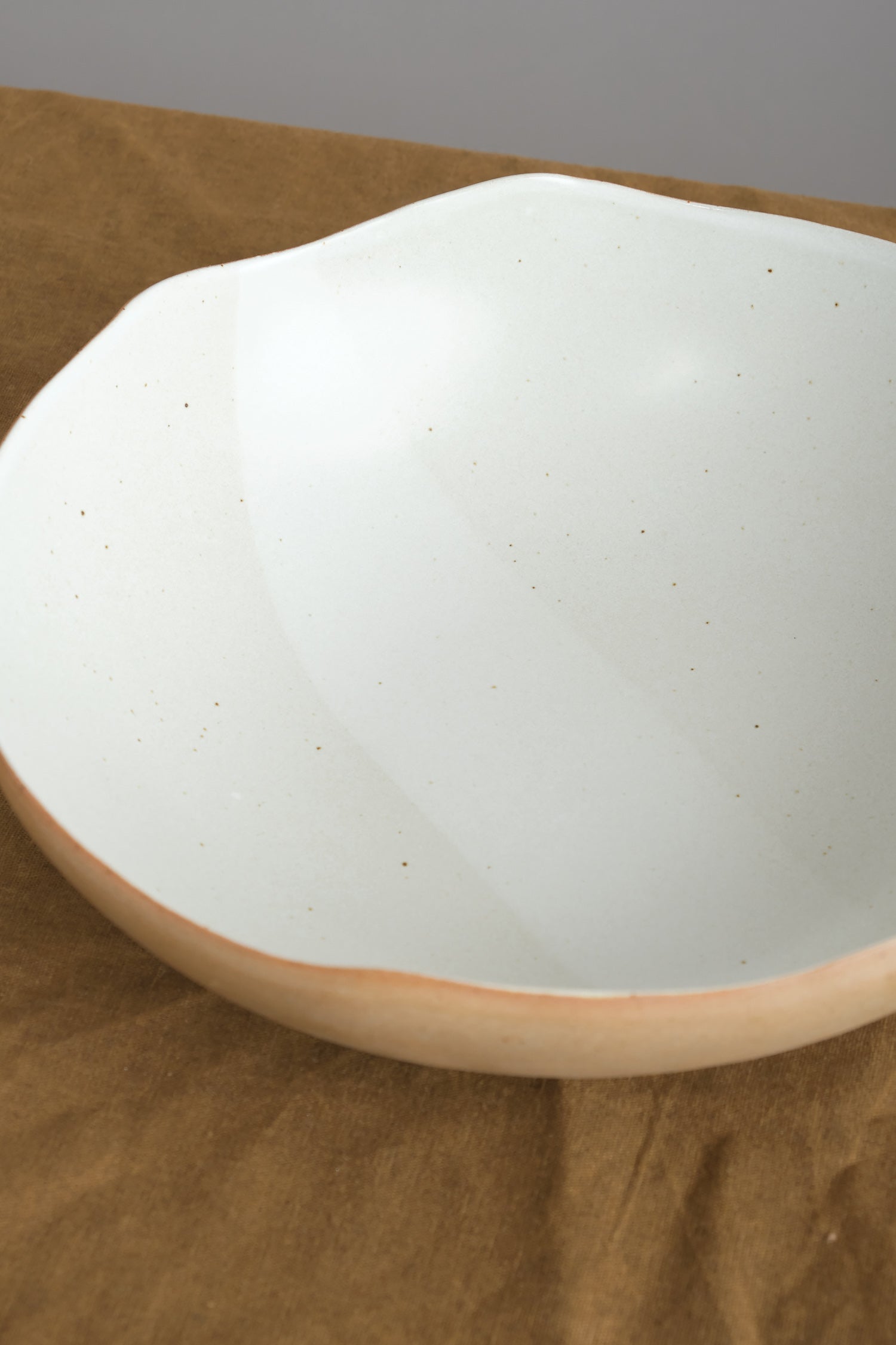 Inside of Carved Eggshell Serving Bowl in Naked White