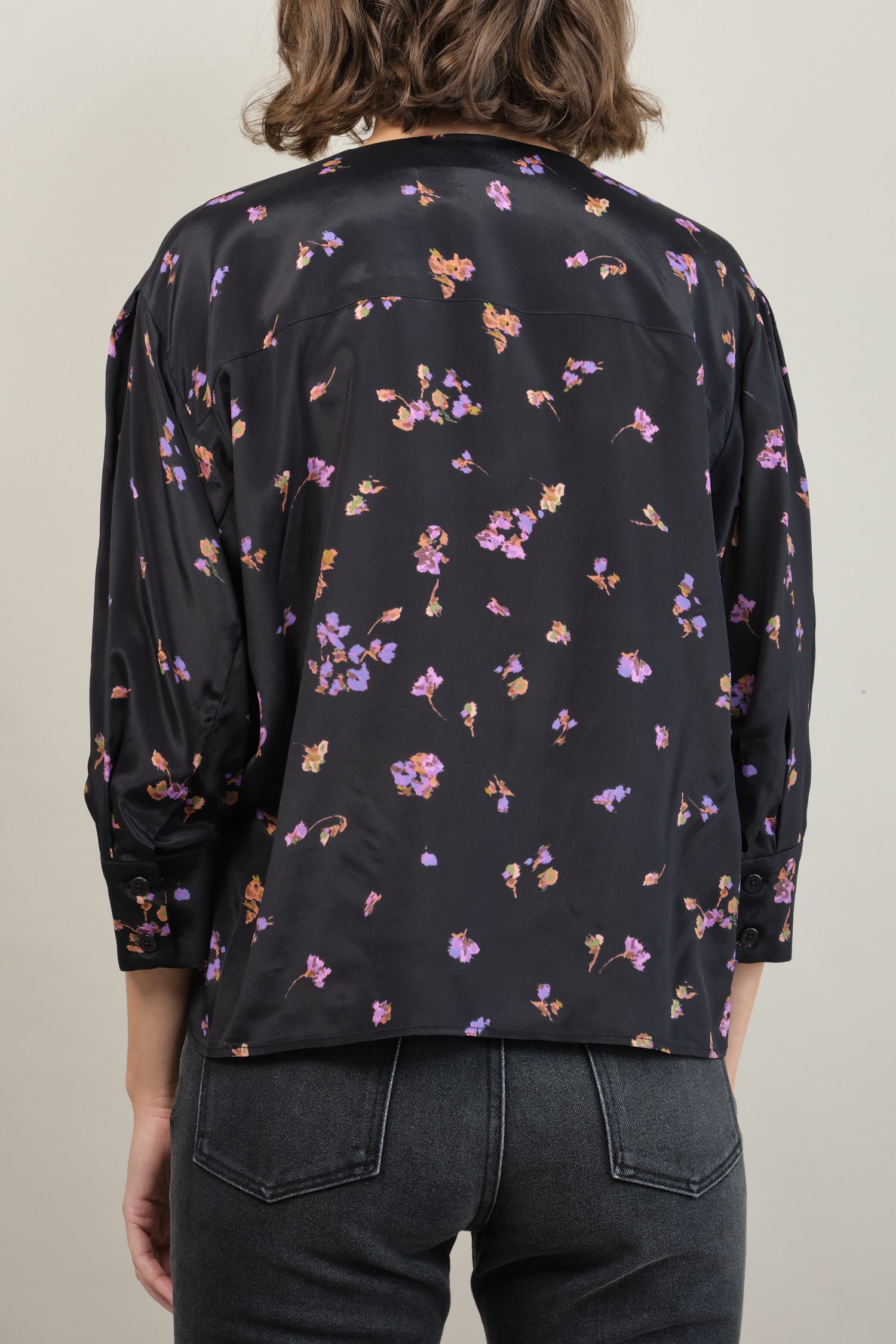 Back of Turin Top in Violet Blossom
