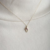 Pamela Love Jewelry Necklaces Heart in Hand Pendant Ruby / 16" Chain