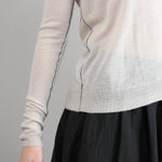 Seam detailing on Bateau Pullover in White Dune