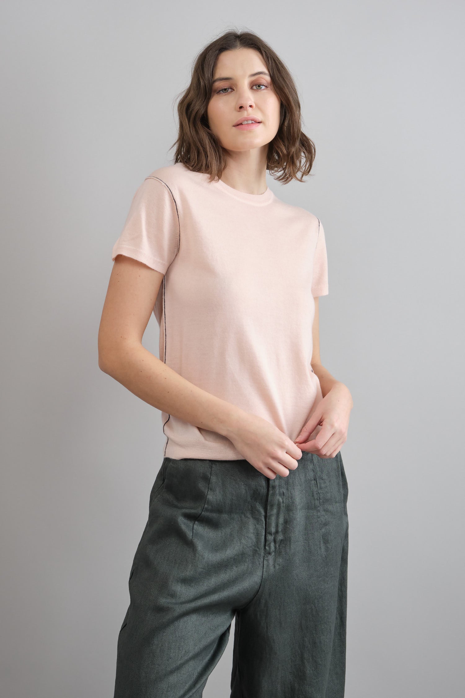 Crew Tee in Pale Apricot