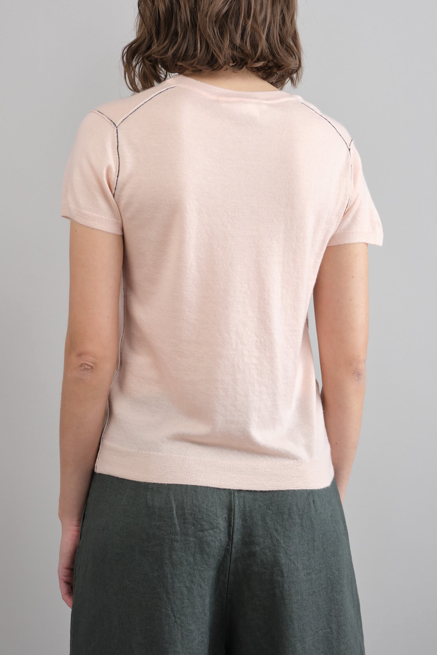 Back of Crew Tee in Pale Apricot
