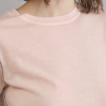 Neckline on Crew Tee in Pale Apricot